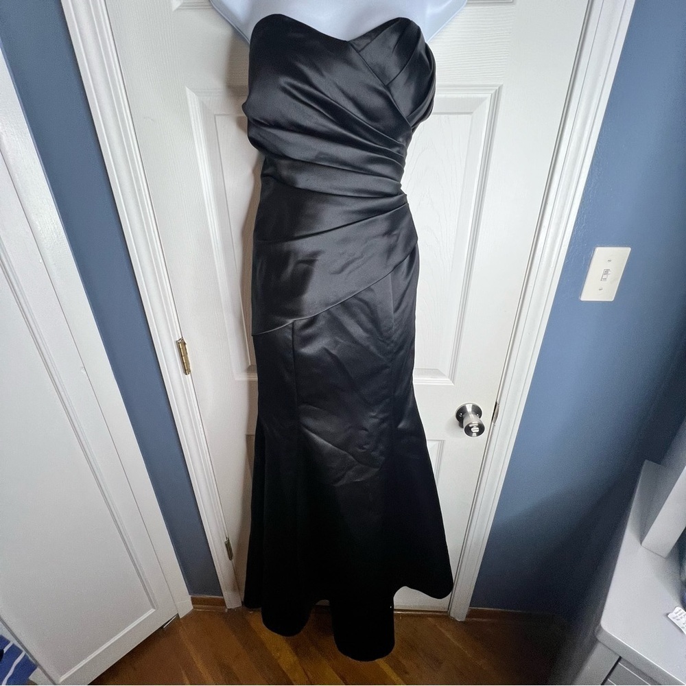 NWOT Bill Levkoff 4 Black Satin Strapless Lace Up Evening Gown Dress S Style 178 - Picture 8 of 16
